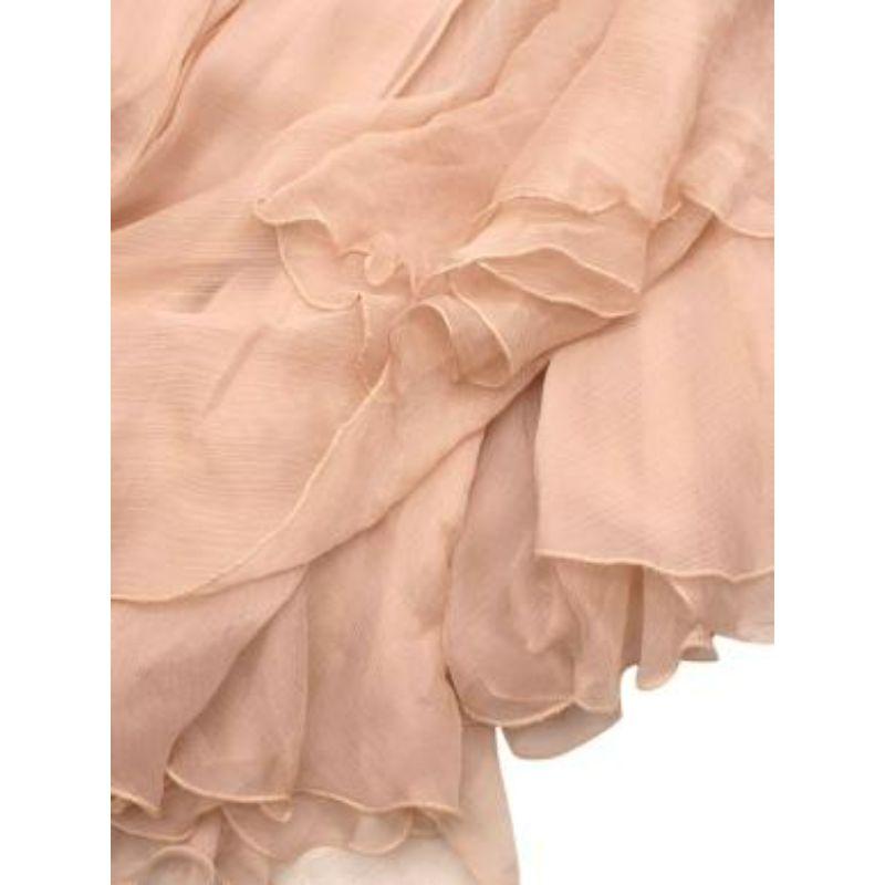 Beige Pale pink sill chiffon lace trimmed gown For Sale