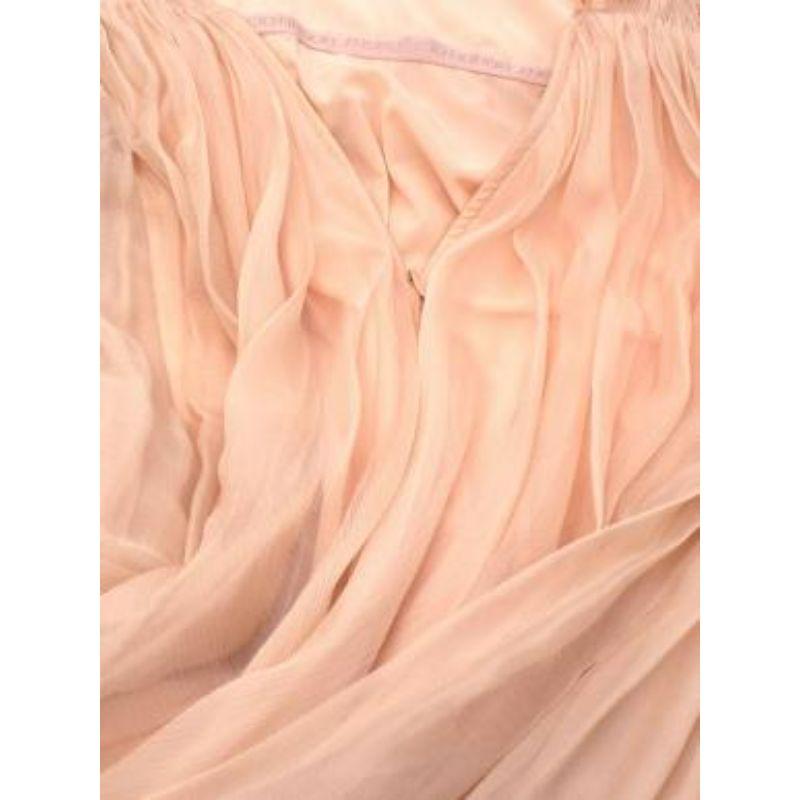 Pale pink sill chiffon lace trimmed gown For Sale 1