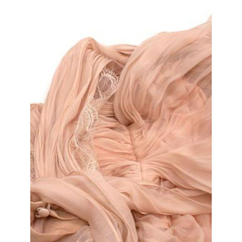 Pale pink sill chiffon lace trimmed gown For Sale 3