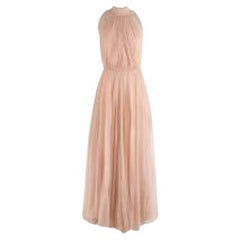 Pale pink sill chiffon lace trimmed gown