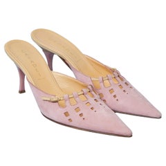 Pale pink sued mule with laser cut-work CASADEI