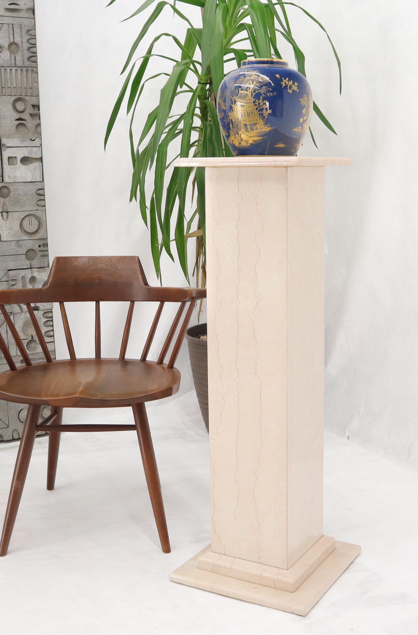 Mid-Century Modern square marble pedestal stand side lamp table.