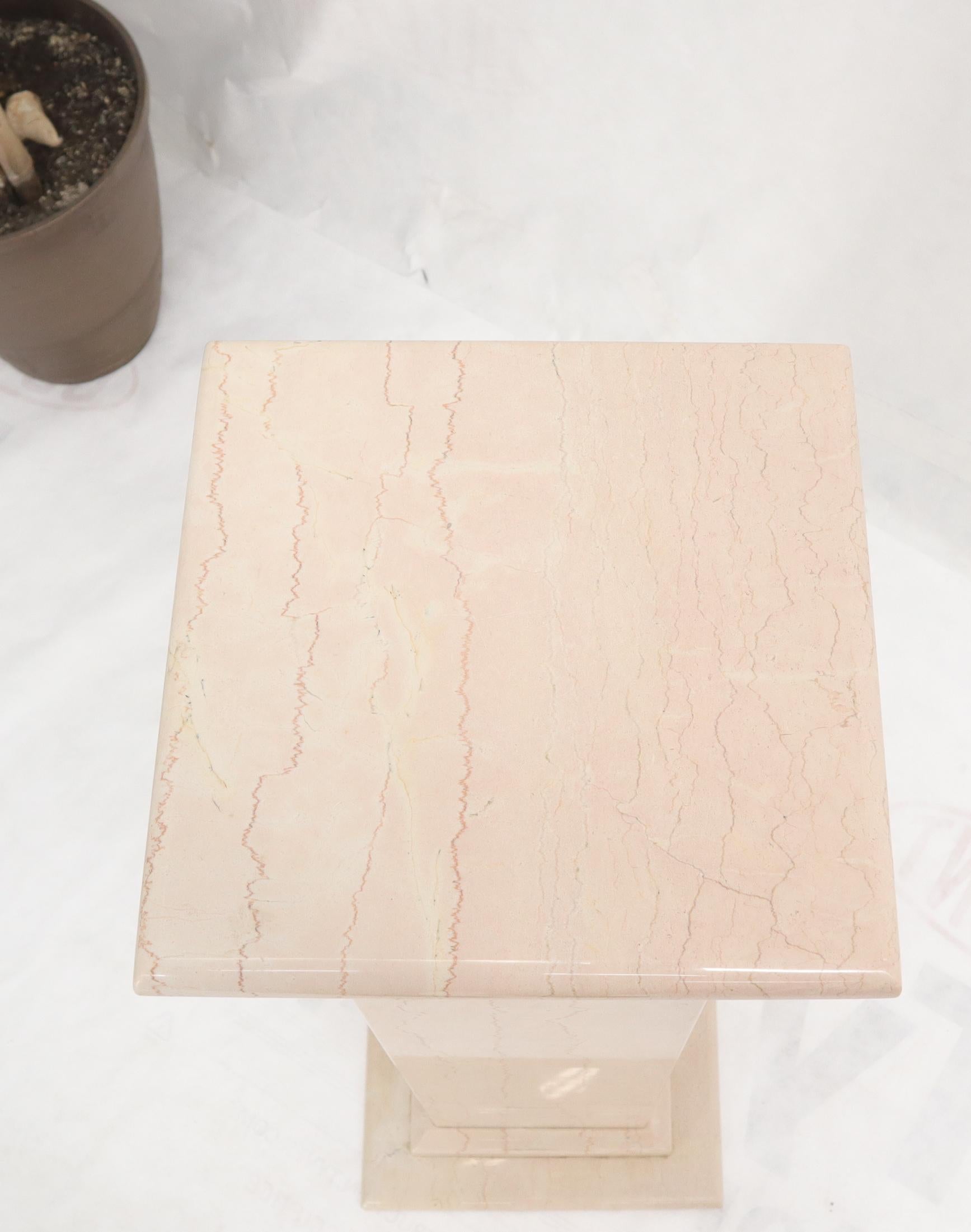 Italian Pale Pink to White Marble Square Pedestal Stand For Sale