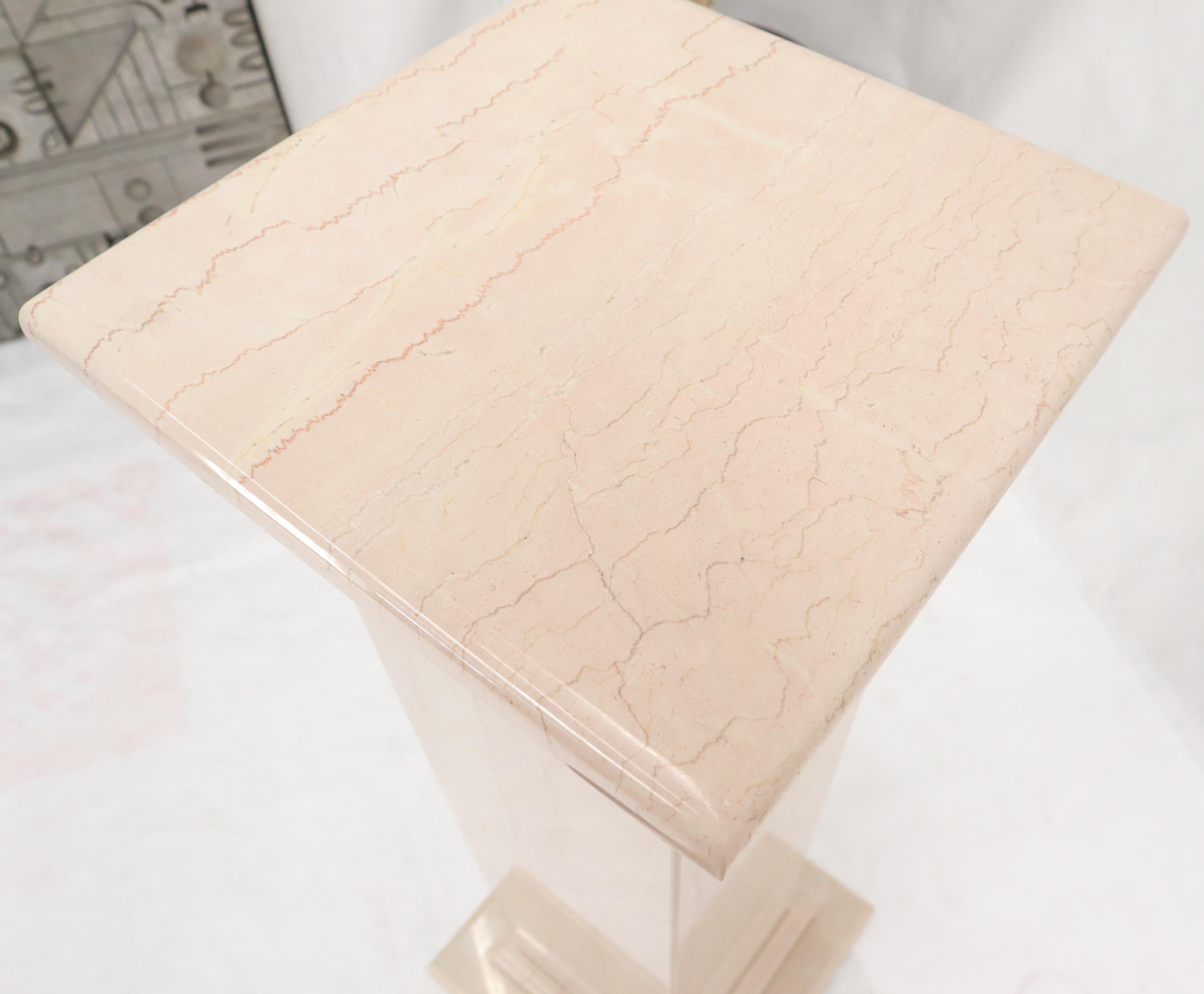 Polished Pale Pink to White Marble Square Pedestal Stand For Sale