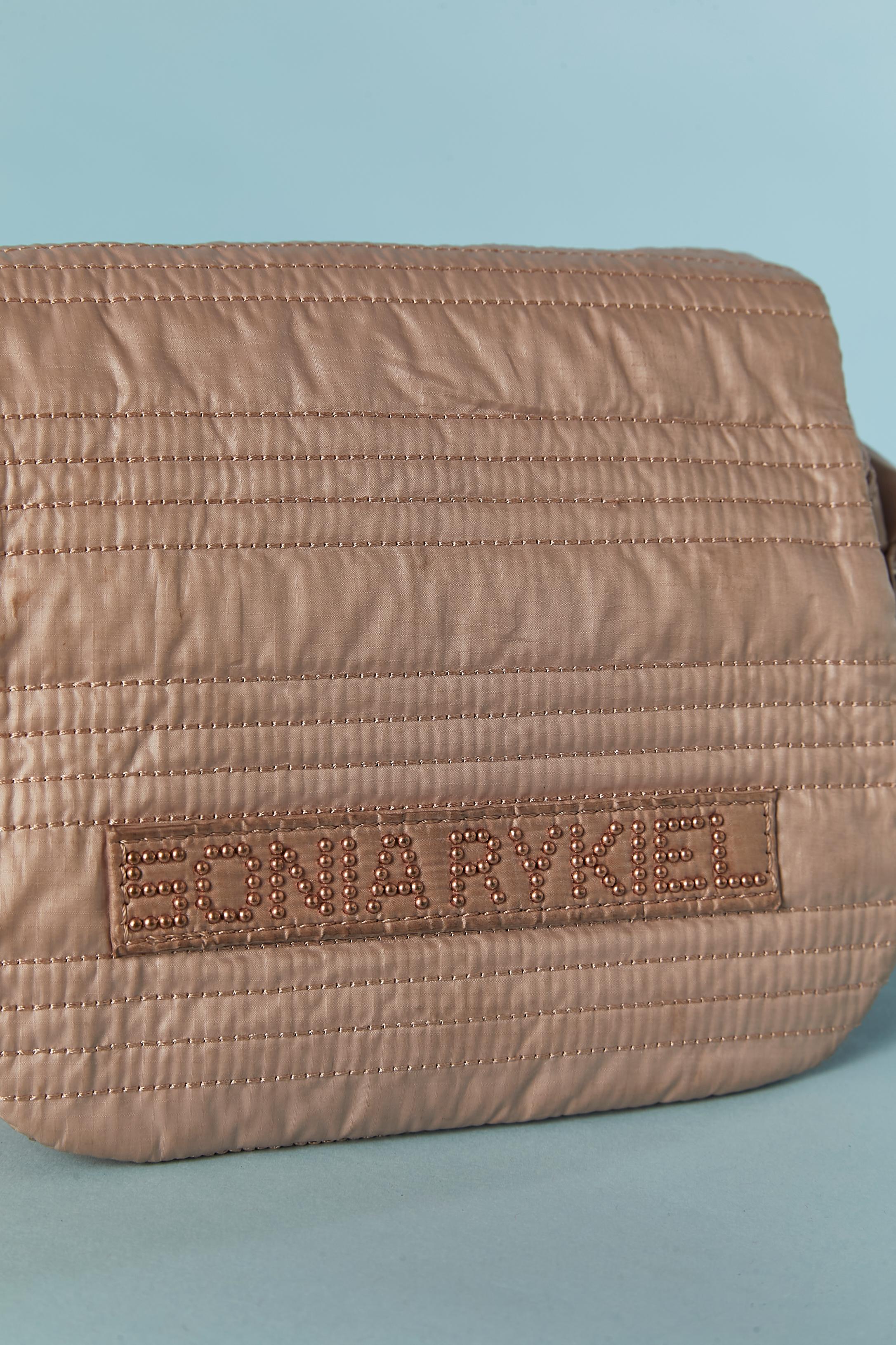 Pale pink top-stitched fabric bag Sonia Rykiel 2011 In Excellent Condition For Sale In Saint-Ouen-Sur-Seine, FR