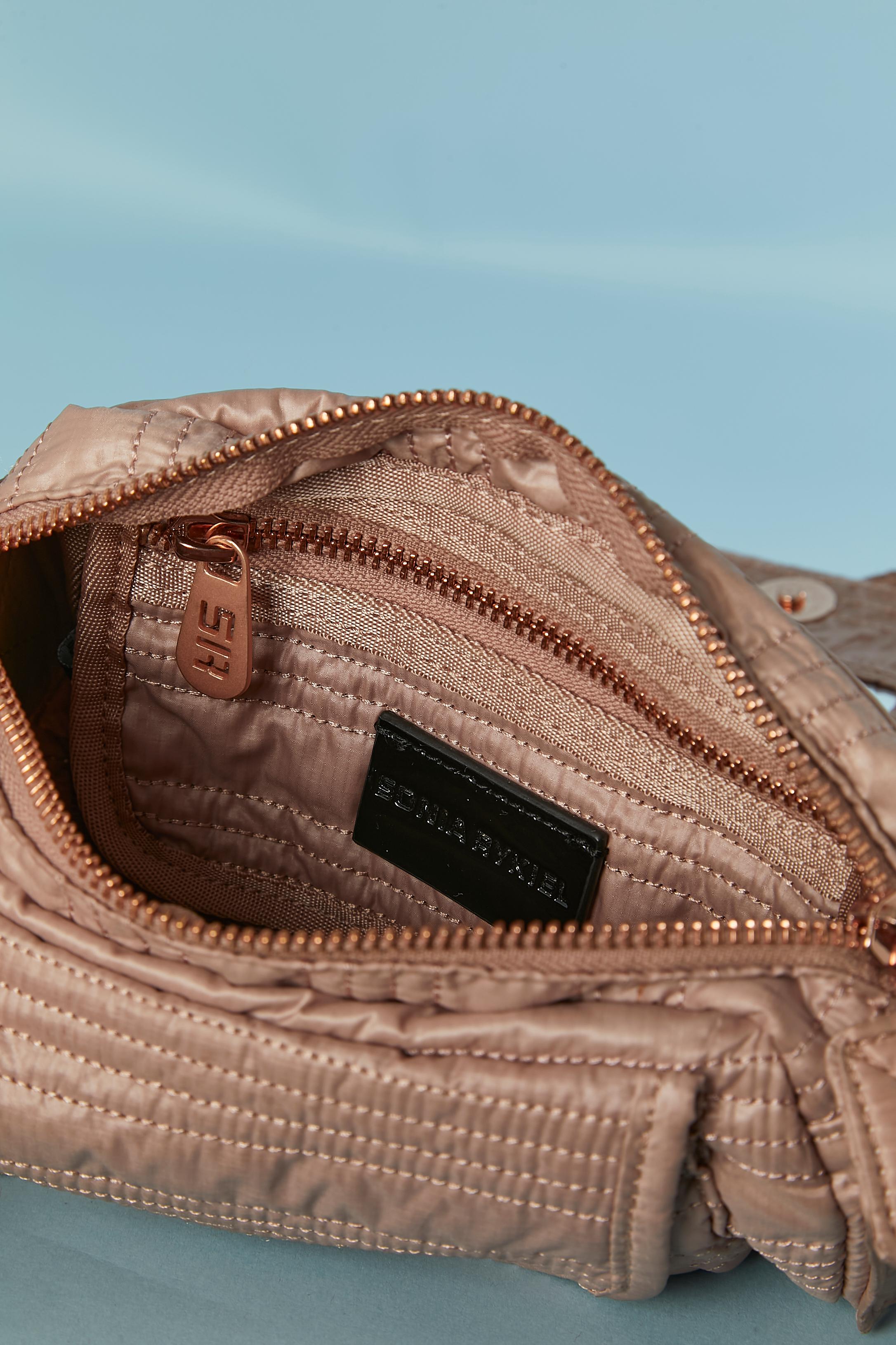 Pale pink top-stitched fabric bag Sonia Rykiel 2011 For Sale 2