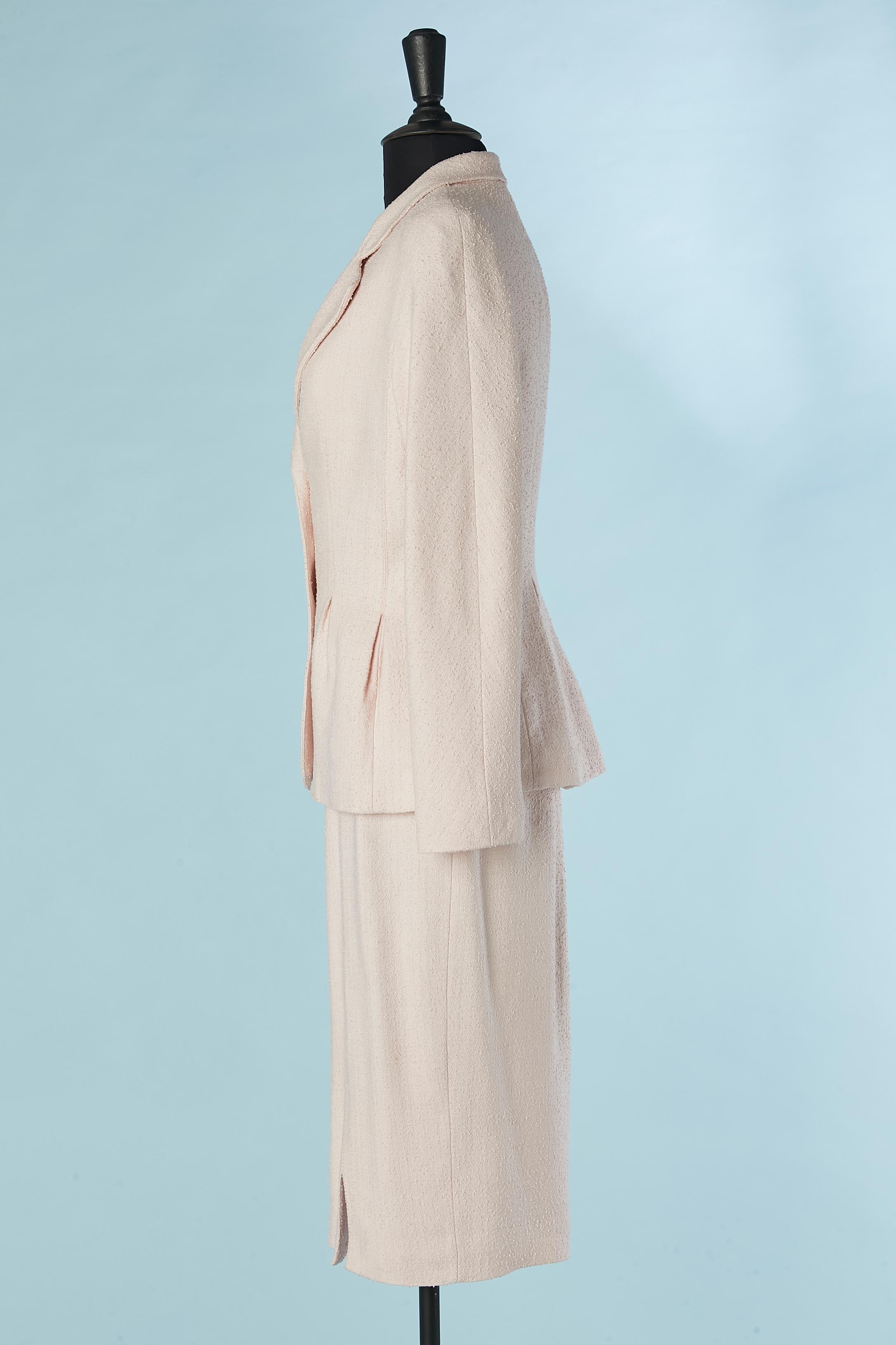 Pale pink tweed skirt suit Valentino Boutique In Excellent Condition For Sale In Saint-Ouen-Sur-Seine, FR