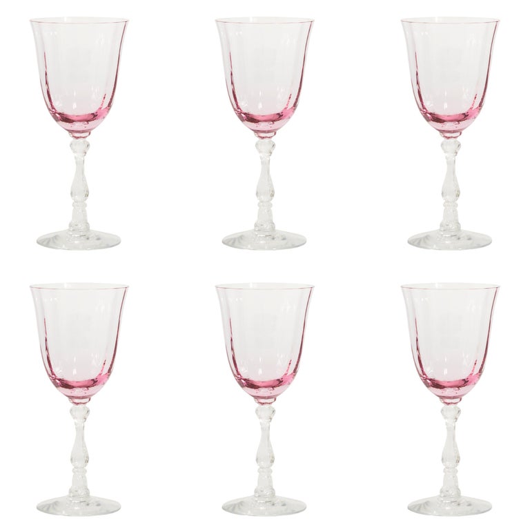 Pale Pink Wine Glasses Set of Six at 1stDibs