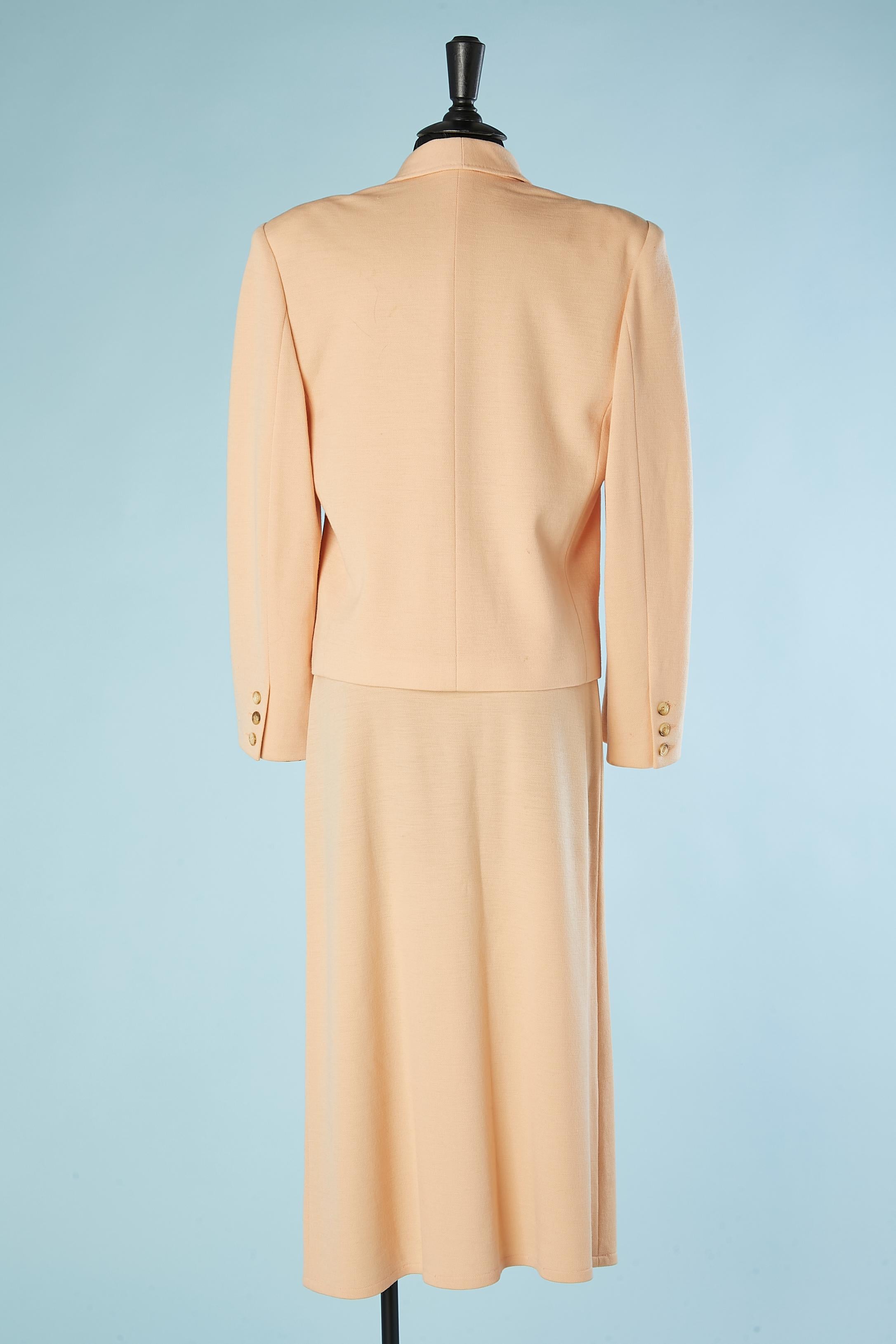 Pale pink wool jersey skirt-suit Sonia Rykiel  For Sale 1