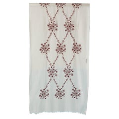 Pale pink woven cashmere scarf with thread embroideries CHANEL