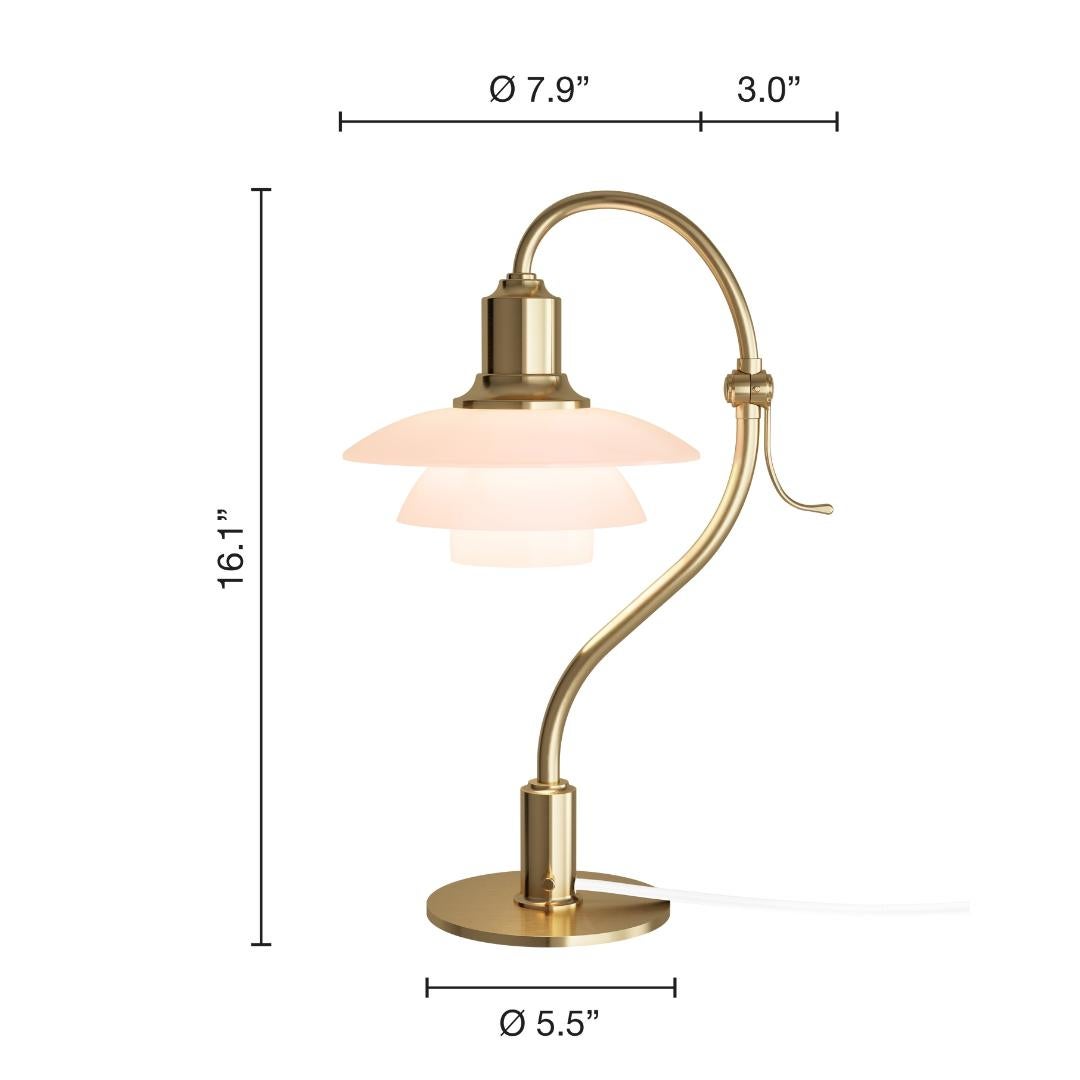 Danois Lampe de bureau en verre 'PH 2/2 Question Mark' rose pâle pour Louis Poulsen en vente
