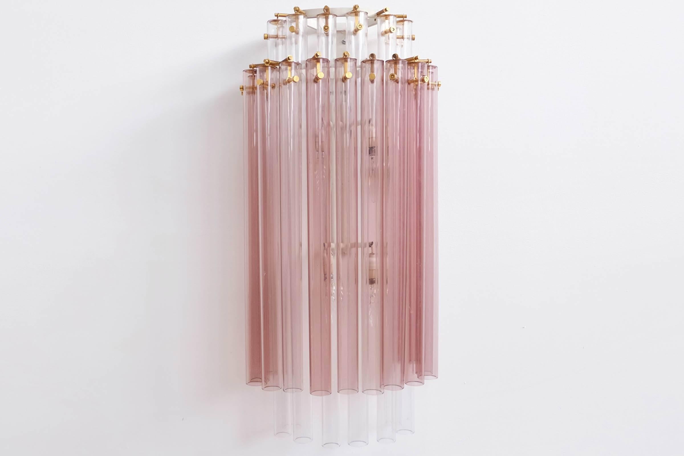 Mid-Century Modern Pale Rose Venini, Murano, 1960 Sconces