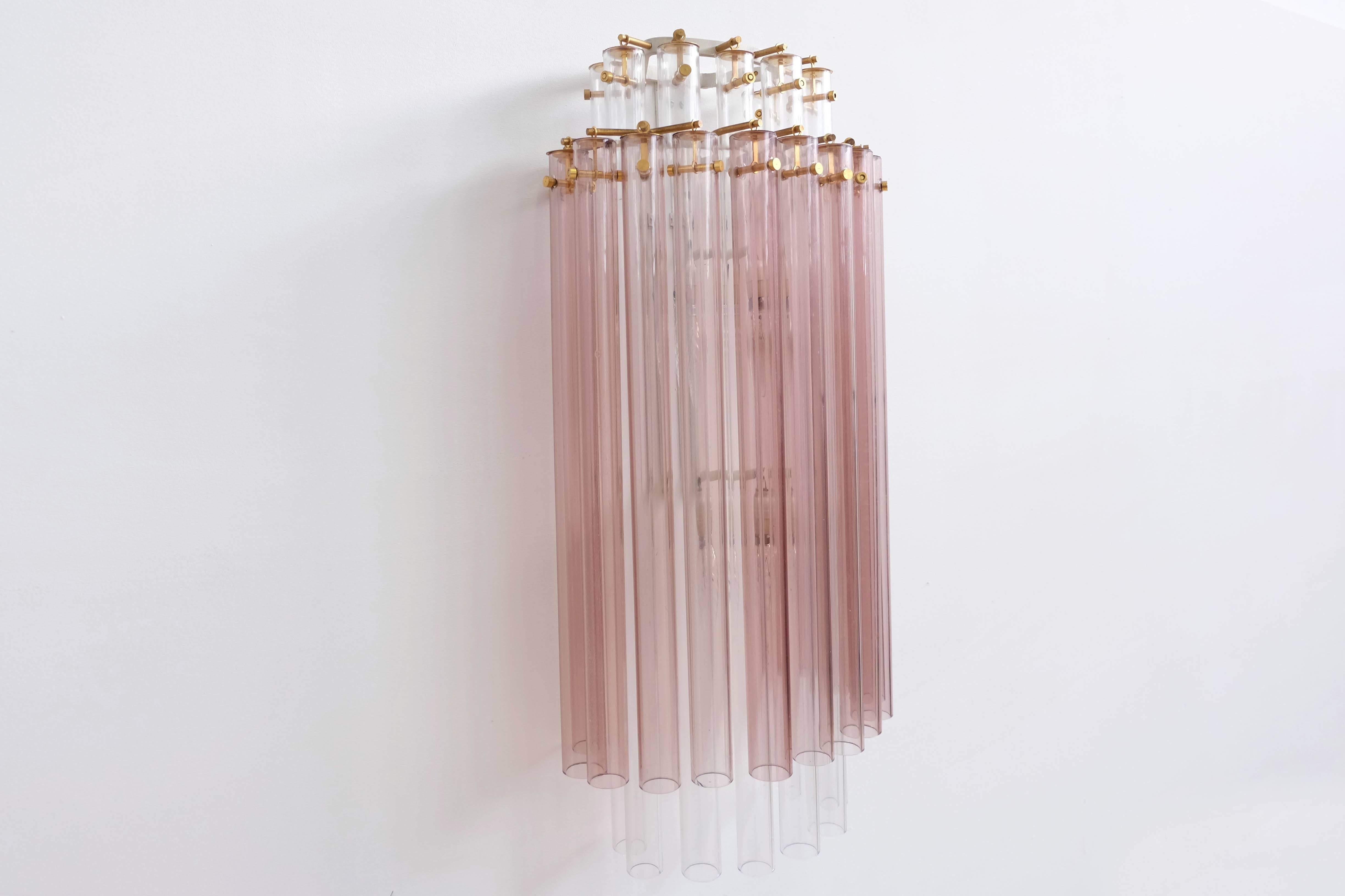 Italian Pale Rose Venini, Murano, 1960 Sconces