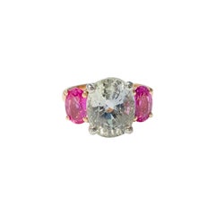 Pale Sapphire and Pink Sapphire Ring in 14K and Platinum