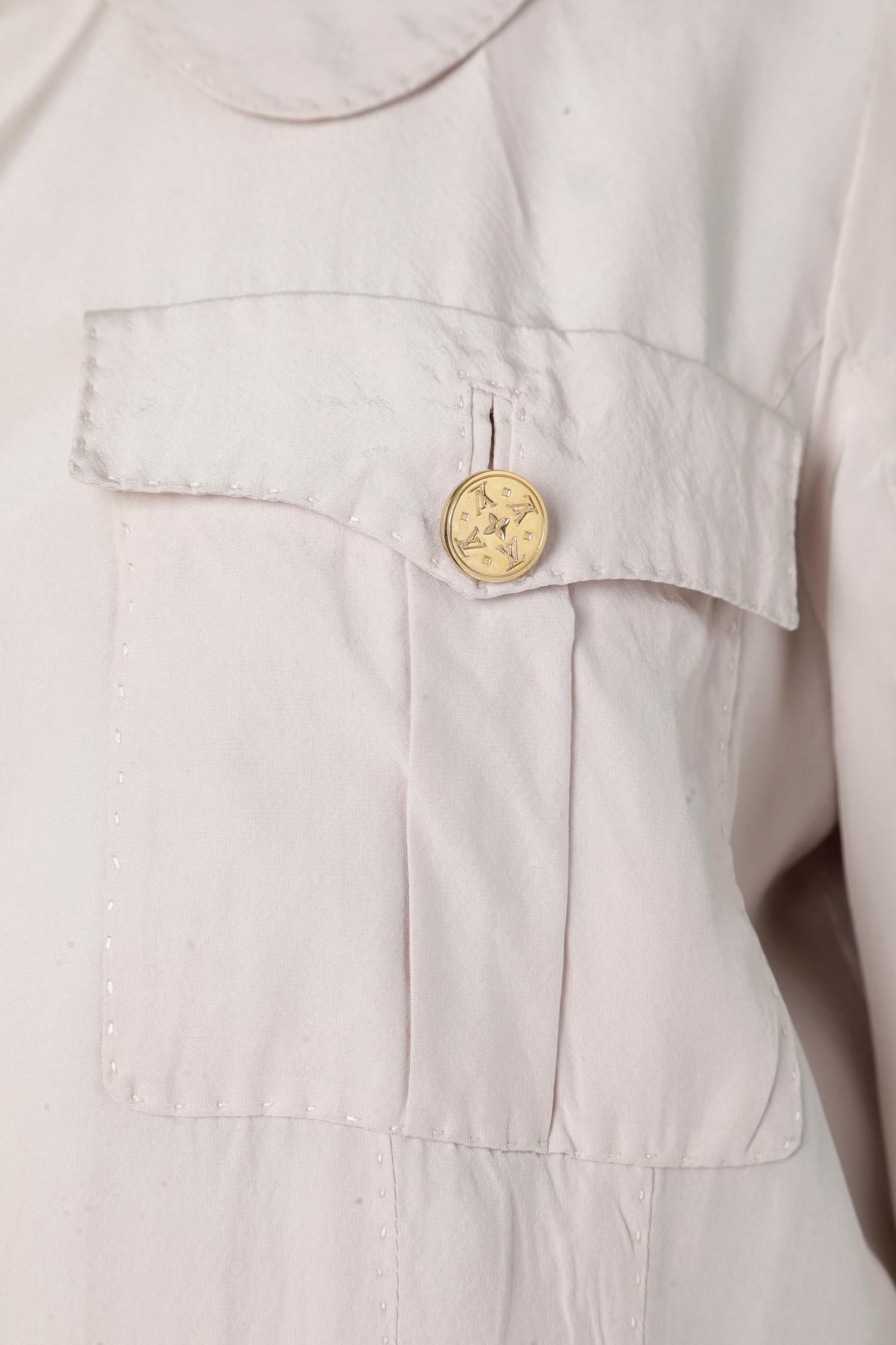 Pale silk jacket with gold buttons Louis Vuitton at 1stDibs louis vuitton neck tag, white