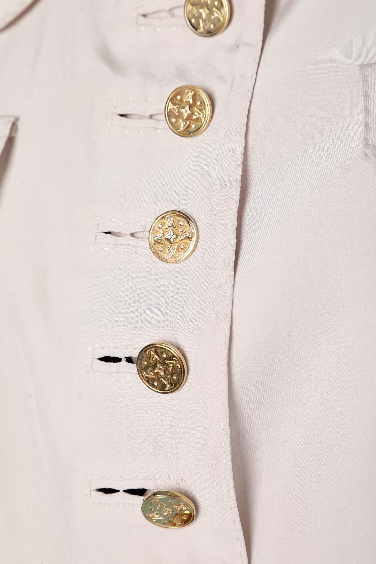 Pale silk jacket with gold buttons Louis Vuitton at 1stDibs louis vuitton neck tag, white