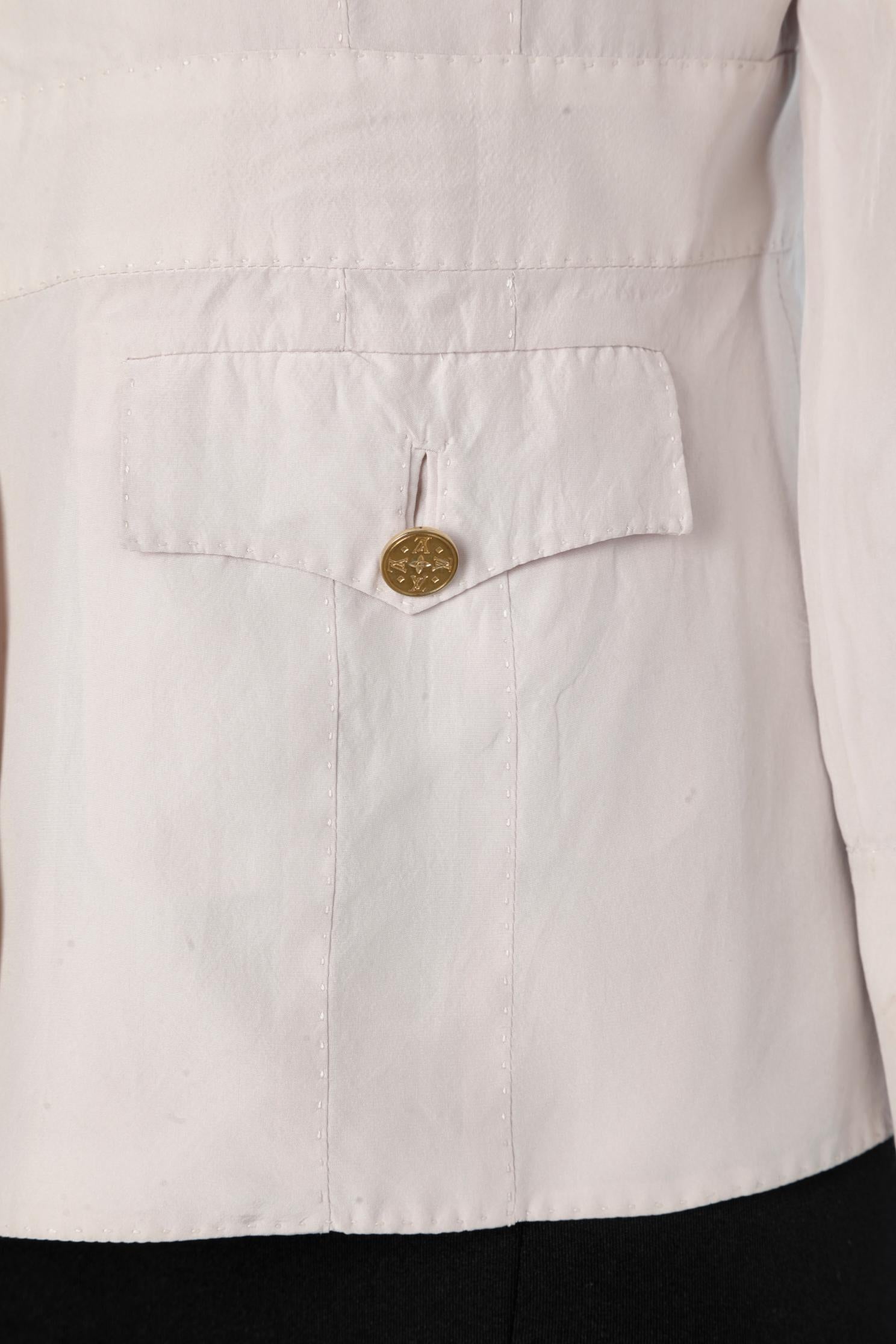 Pale silk jacket with gold buttons Louis Vuitton at 1stDibs louis vuitton neck tag, white