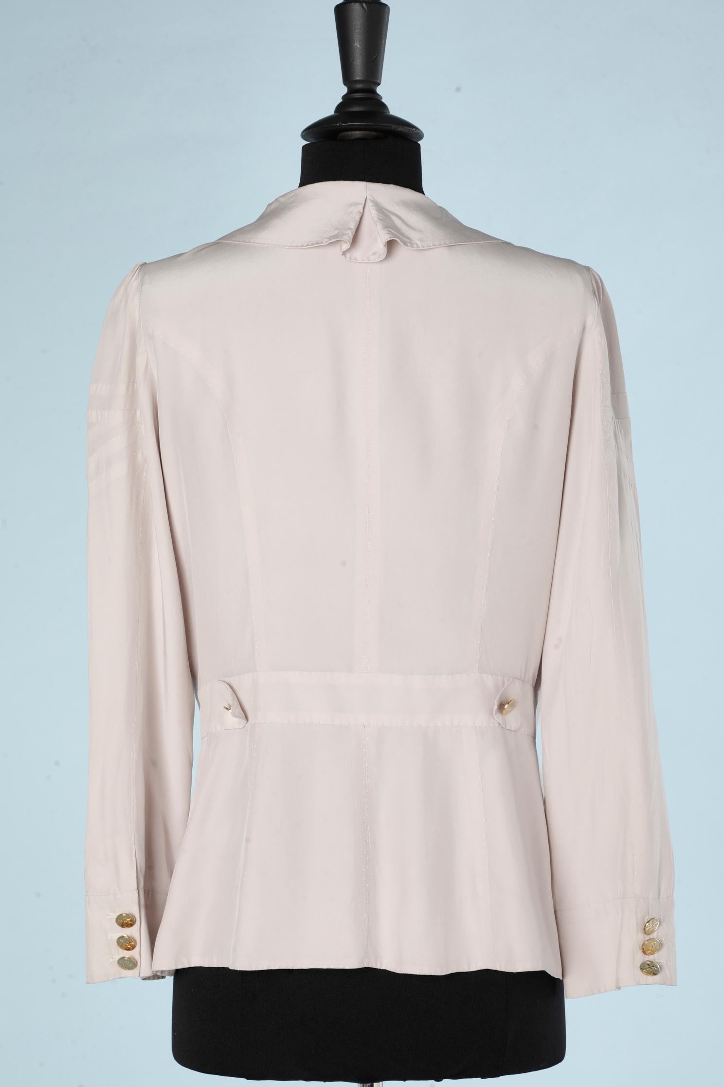 Pale silk jacket with gold buttons Louis Vuitton at 1stDibs louis vuitton neck tag, white