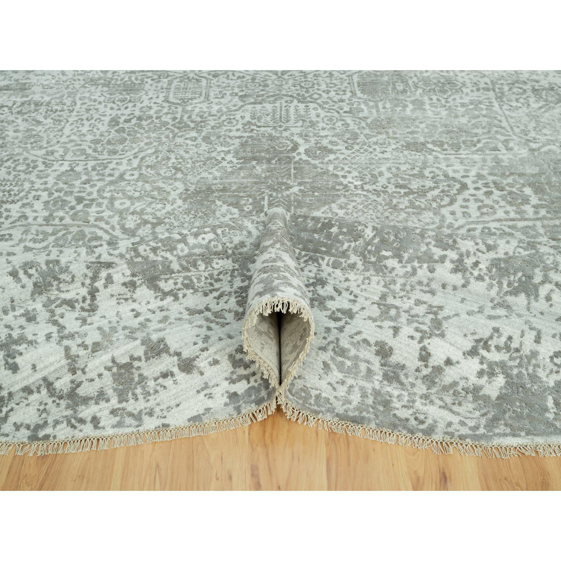 Annodato a mano Tappeto persiano Pale Smoke Gray Soft to Touch Knots Rugs 13'10