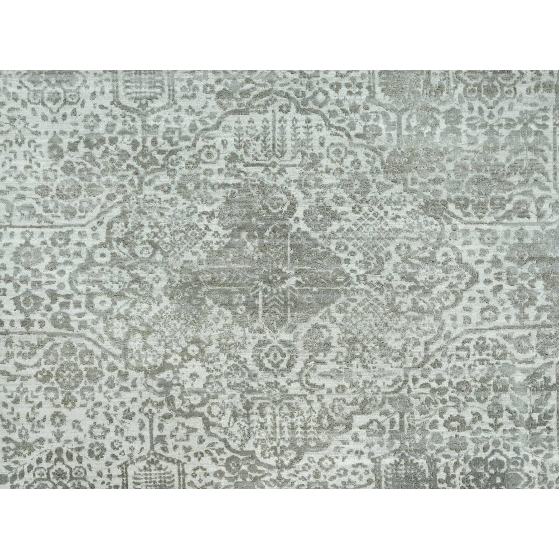 Seta Tappeto persiano Pale Smoke Gray Soft to Touch Knots Rugs 13'10