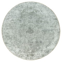 Pale Smoke Gray Persian Design Soft to Touch Hand Knotted Rug 13'10" x 13'10"