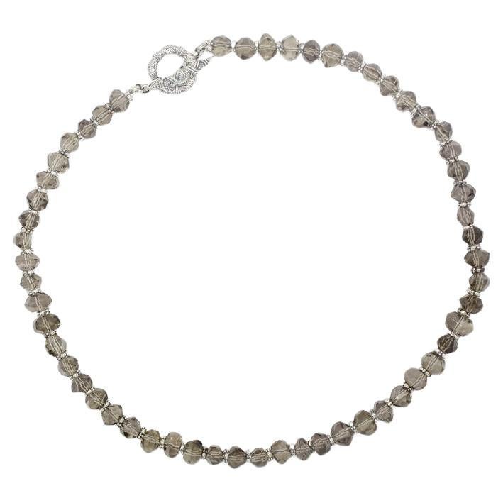 Pale Smoky Topaz Necklace in Sterling Silver For Sale