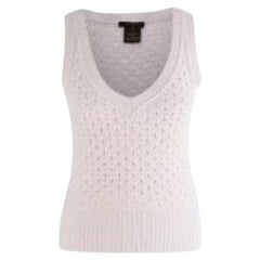 Pale taupe cashmere pointelle knitted vest