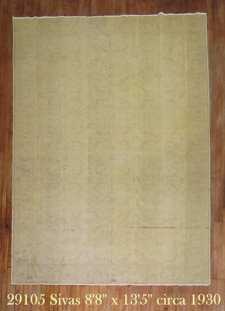 Pale Turkish Room size Rug For Sale at 1stDibs