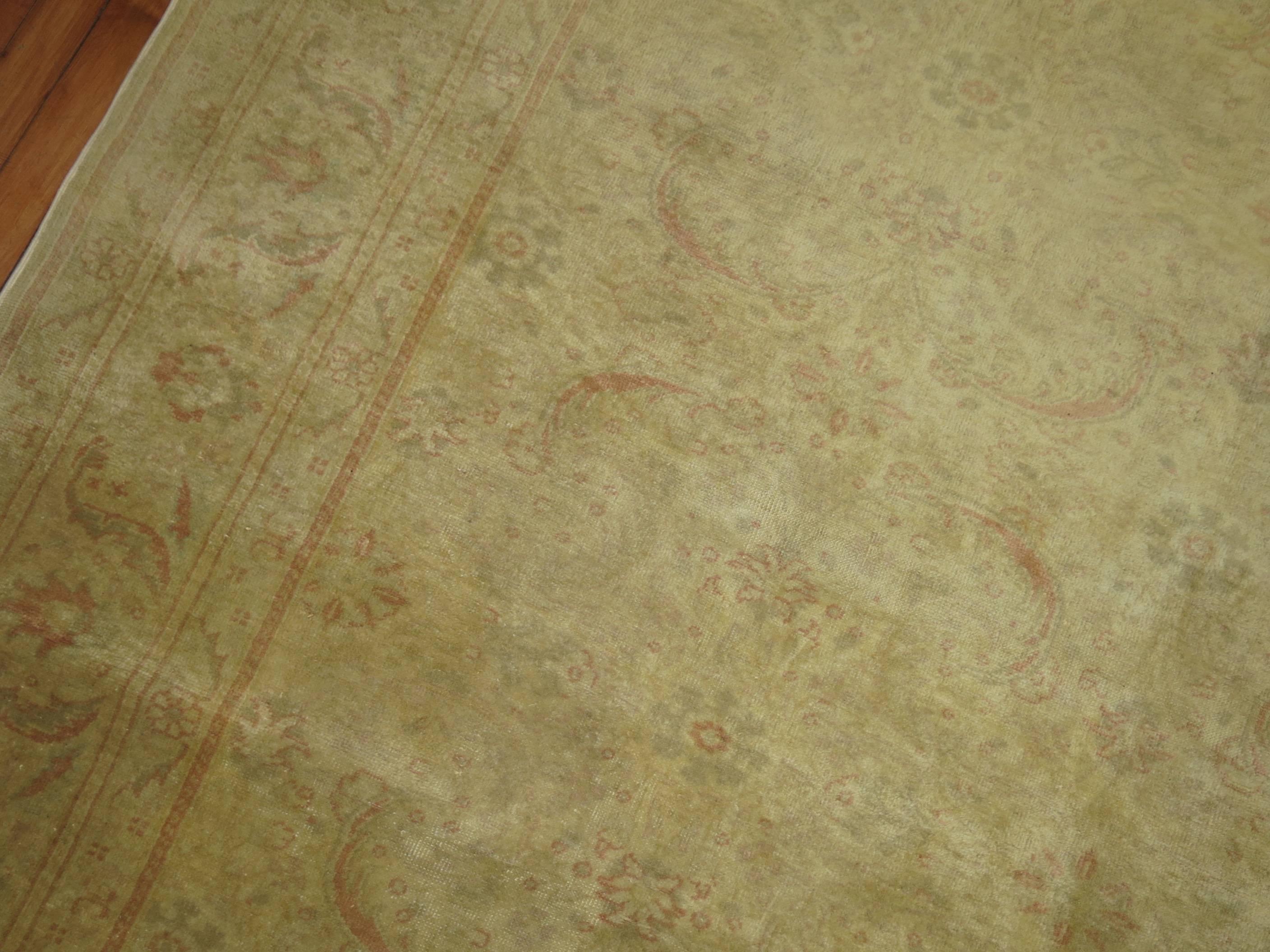 Pale Turkish Room size Rug For Sale 1