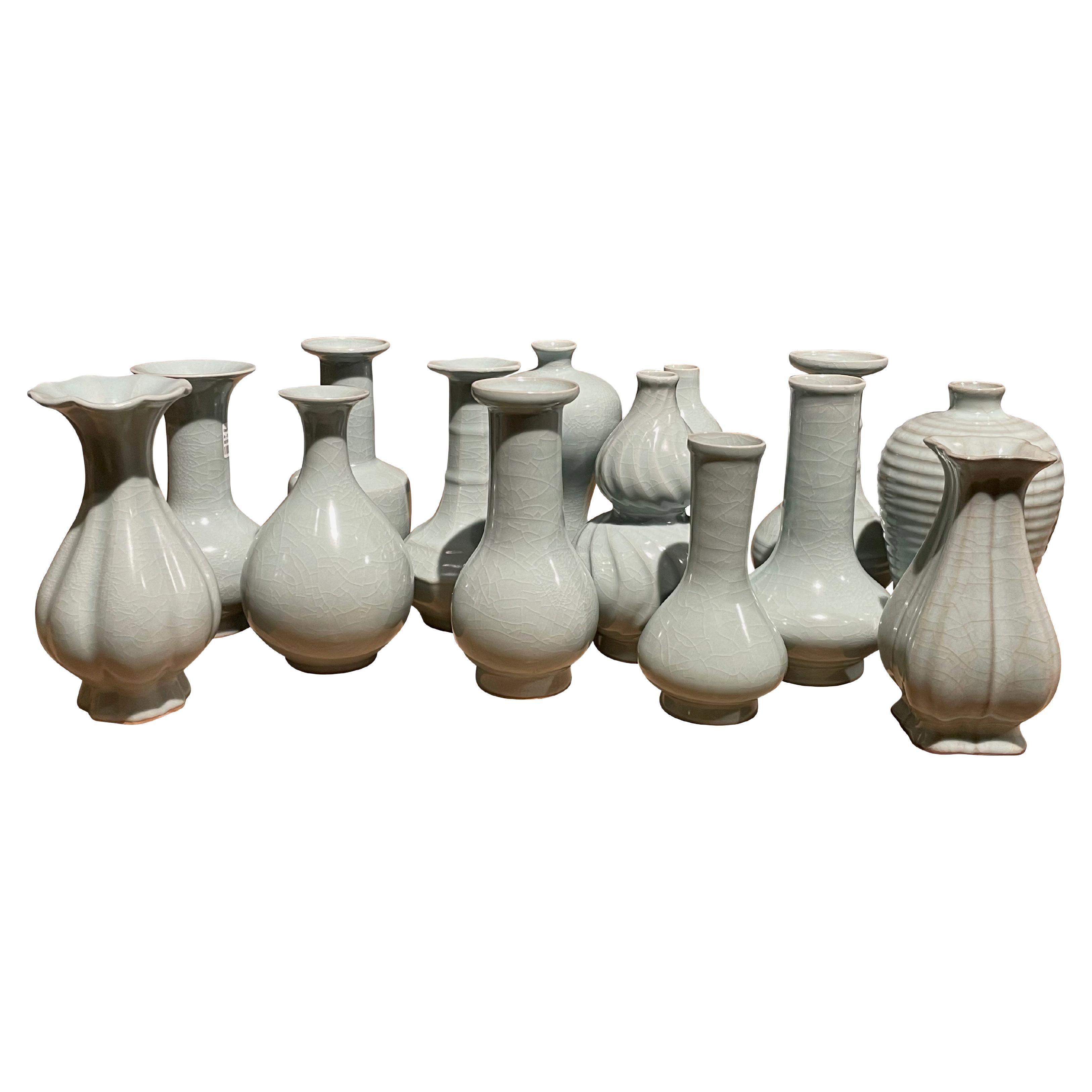 Pale Turquoise Collection Vases, China, Contemporary For Sale