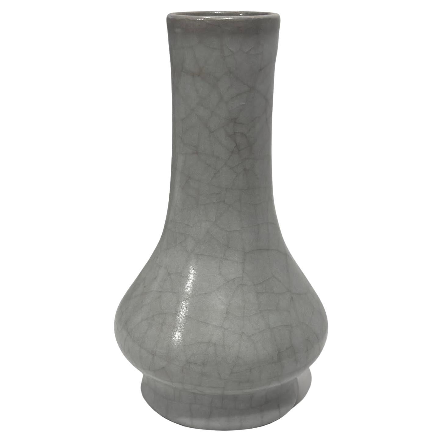 Pale Turquoise Contrast Crackle Funnel Neck Vase, China, Contemporary