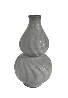 Pale Turquoise Contrast Crackle Gourd Shape Vase, China, Contemporary