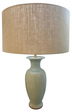 Pale Turquoise Crackle Glaze Pair Table Lamps, China, Contemporary