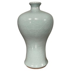 Pale Turquoise Curve Shape With Small Spout Vase, China, Contemporary