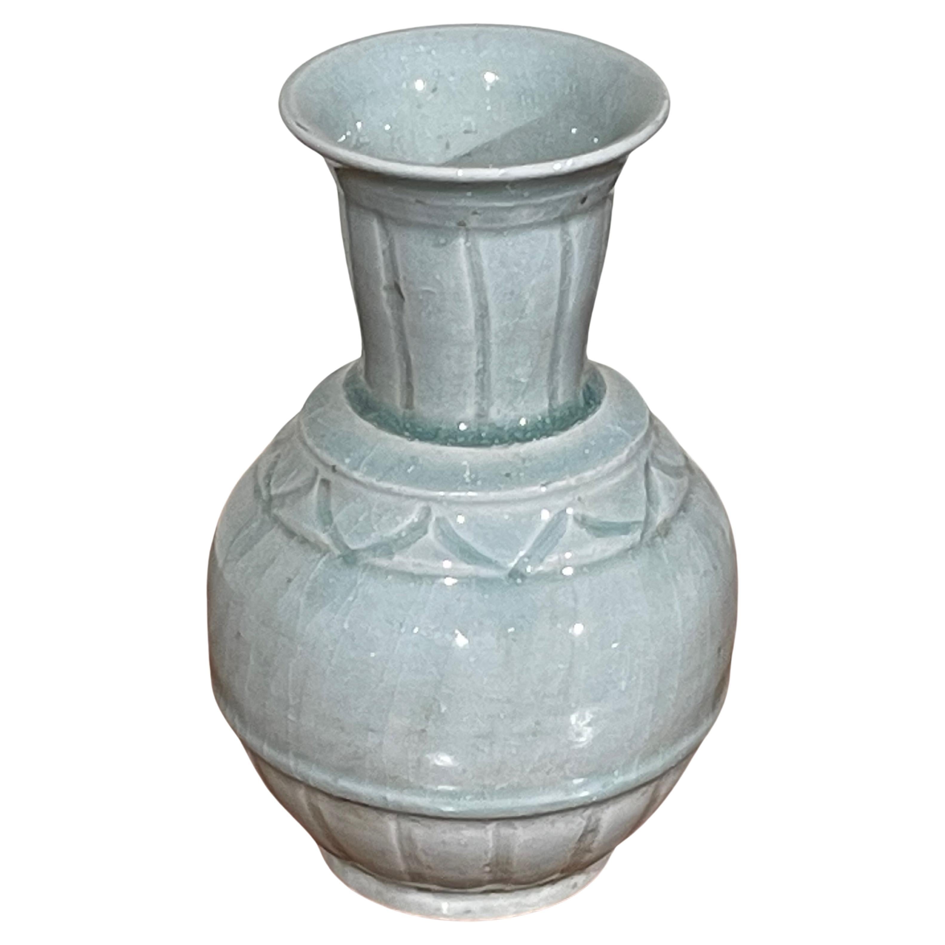 Pale Turquoise Decorative Design Vase, China, Contemporary For Sale