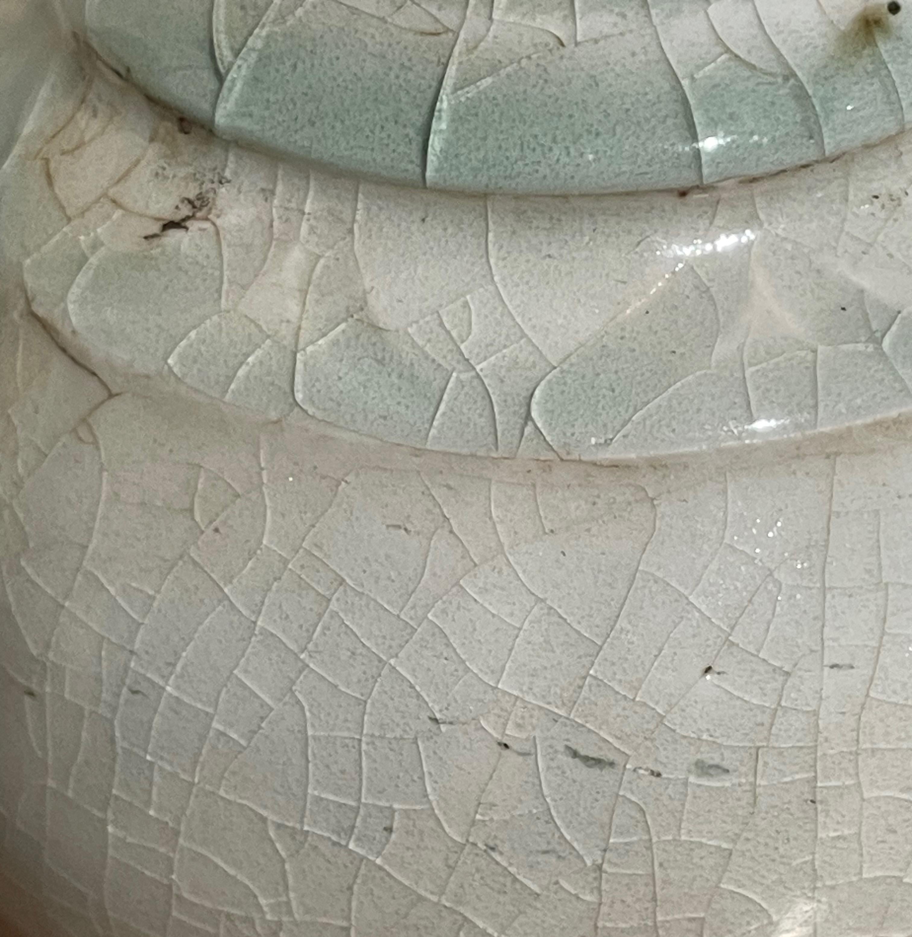 Ceramic Pale Turquoise Decorative V Design Vase, China, Contemporary For Sale