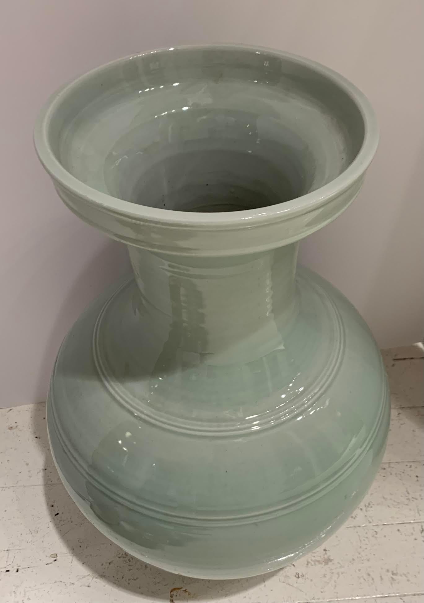 Chinese Pale Turquoise Large Pair Vases, China, Contemporary