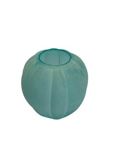 Pale Turquoise Multi Sided Pumpkin Shape Frosted Glass Vase, China, Contemporary