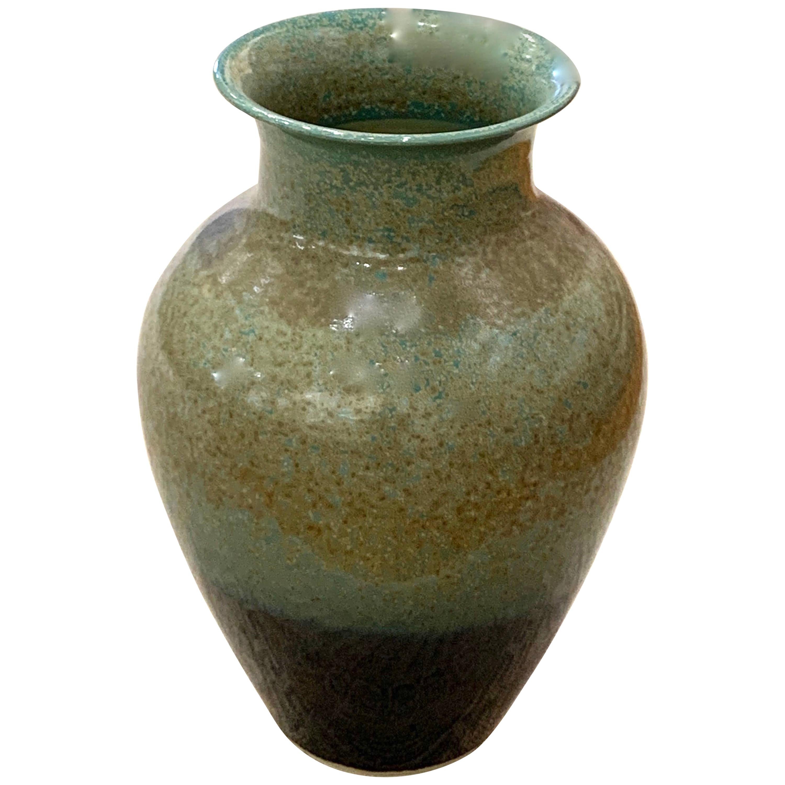 Pale Turquoise Speckle Glaze Porcelain Vase, China, Contemporary