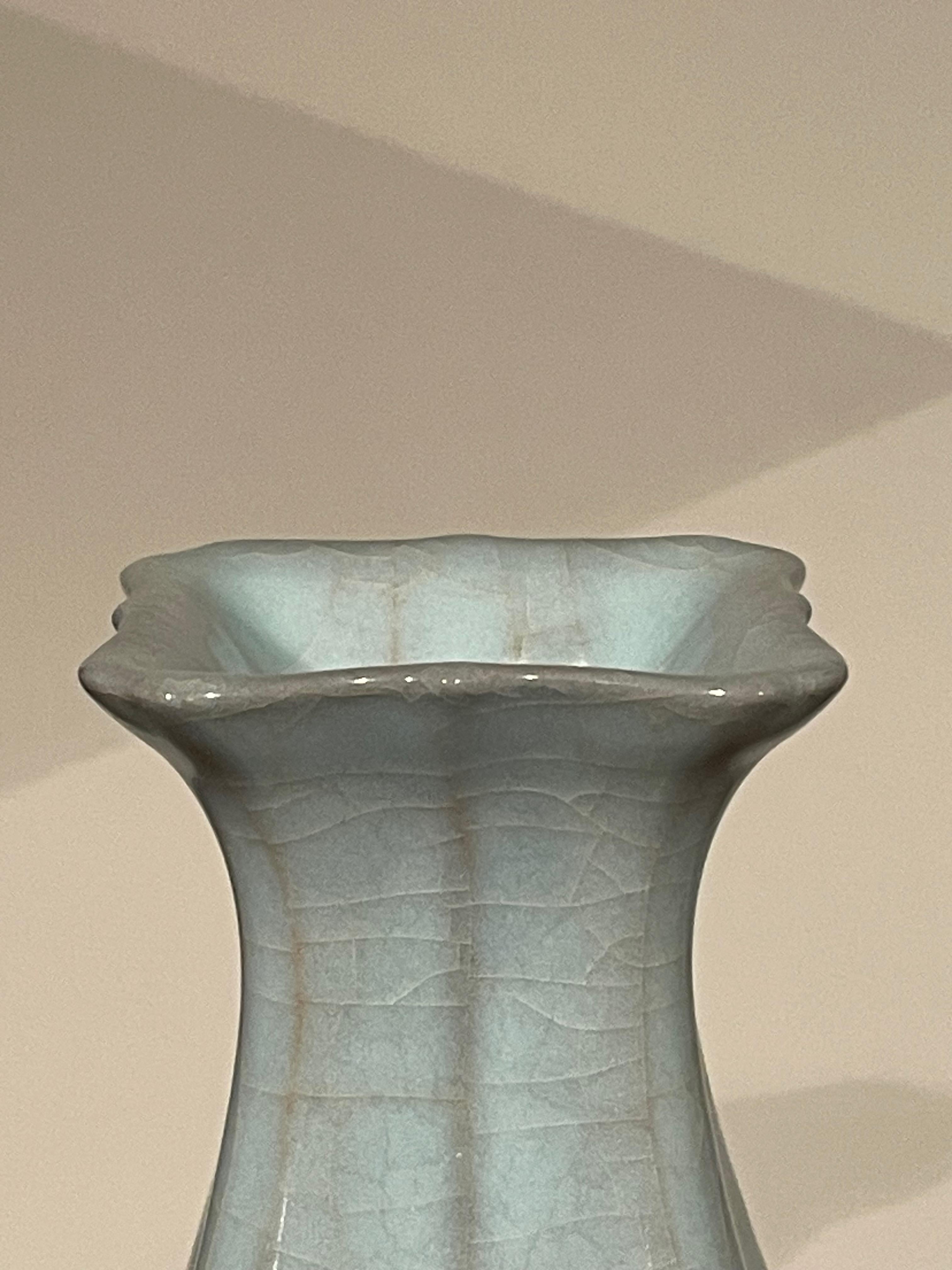 Contemporary Chinese pale turquoise vase.
Square top with ribbed corner design.
Large collection available with varying sizes and shapes.
ARRIVING AUGUST
