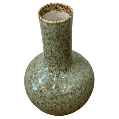 Pale Turquoise With Brown Splatter Thick Funnel Neck Vase, China, Contemporary