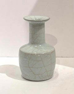 Pale Turquoise With Contrast Crackle Bottle Shape Vase, China, Contemporary