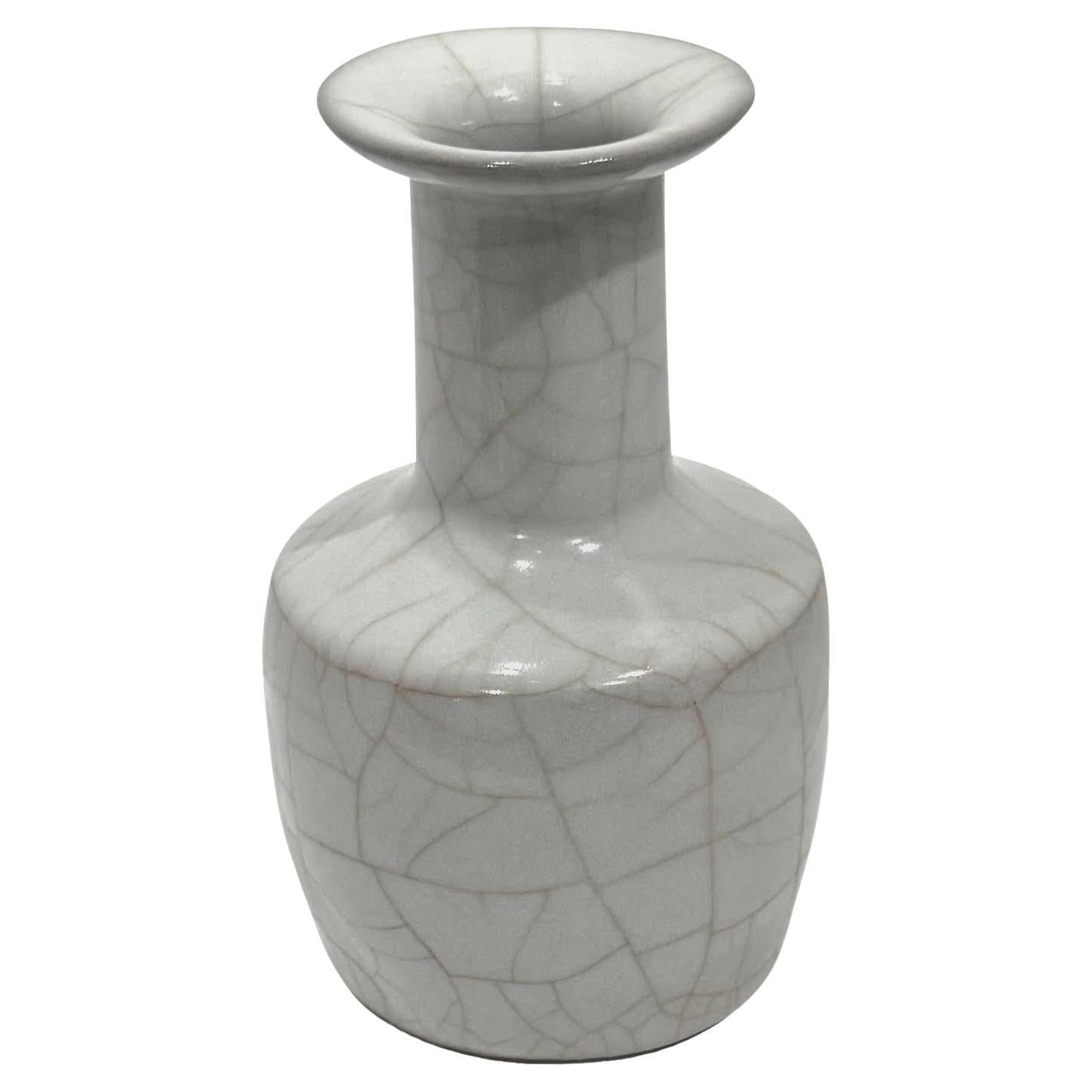 Pale Turquoise With Contrast Crackle Bottle Shape Vase, China, Contemporary