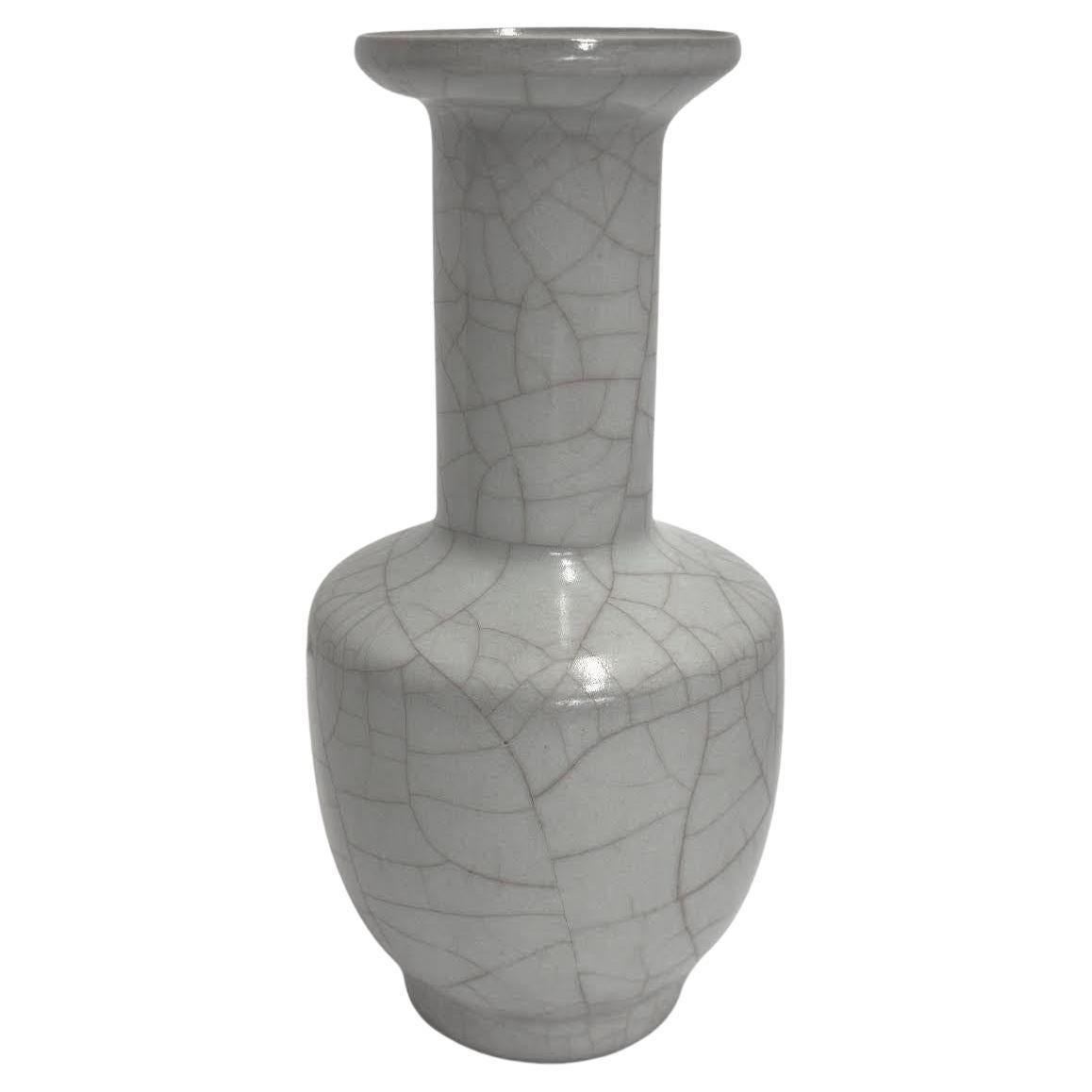 Pale Turquoise With Contrast Crackle Bottle Shaped Vase, China, Contemporary