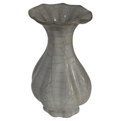 Pale Turquoise With Contrast Crackle Fluted Design Vase, China, Contemporary
