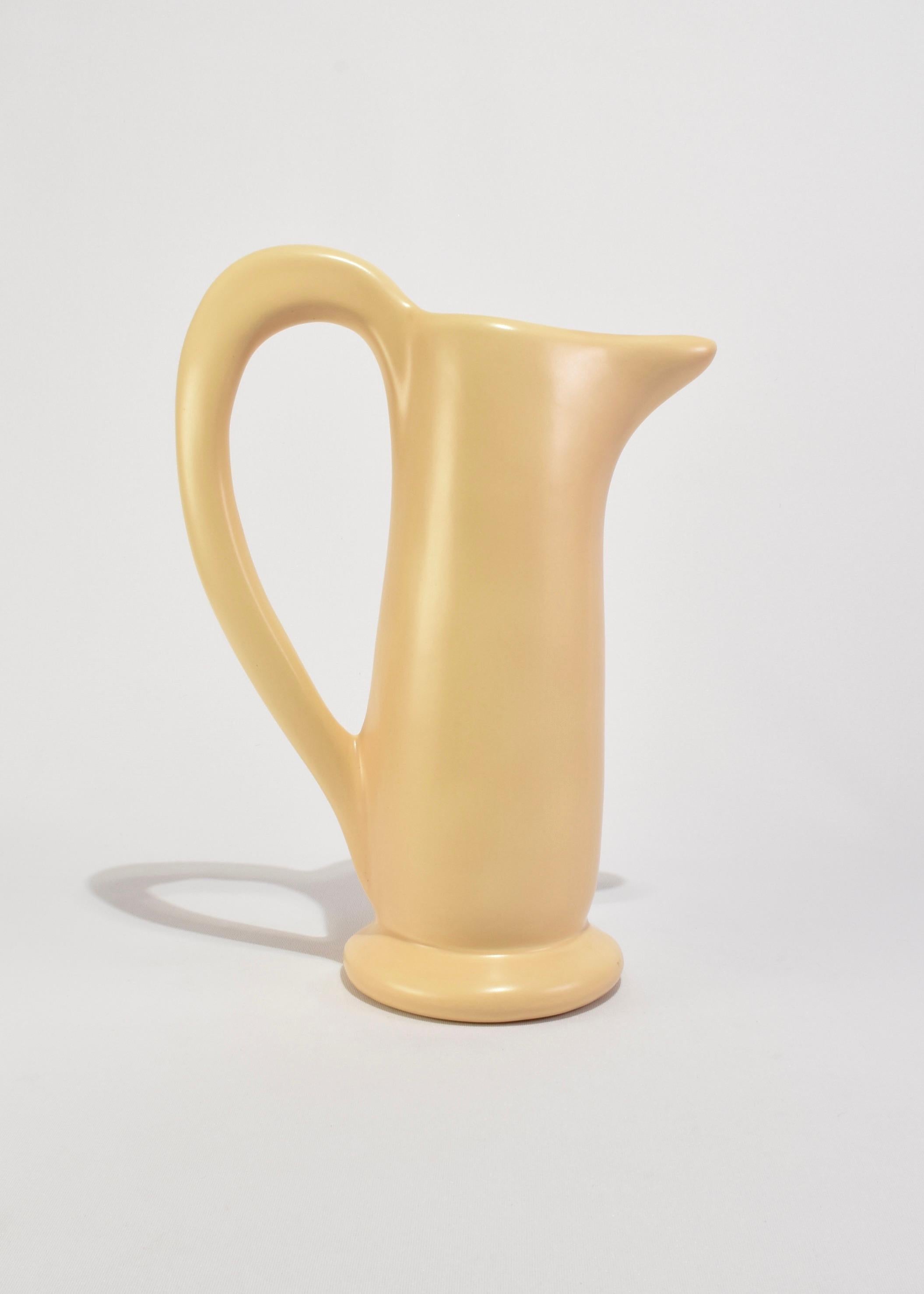 Hand-Crafted Pale Yellow Ceramic Pitcher For Sale