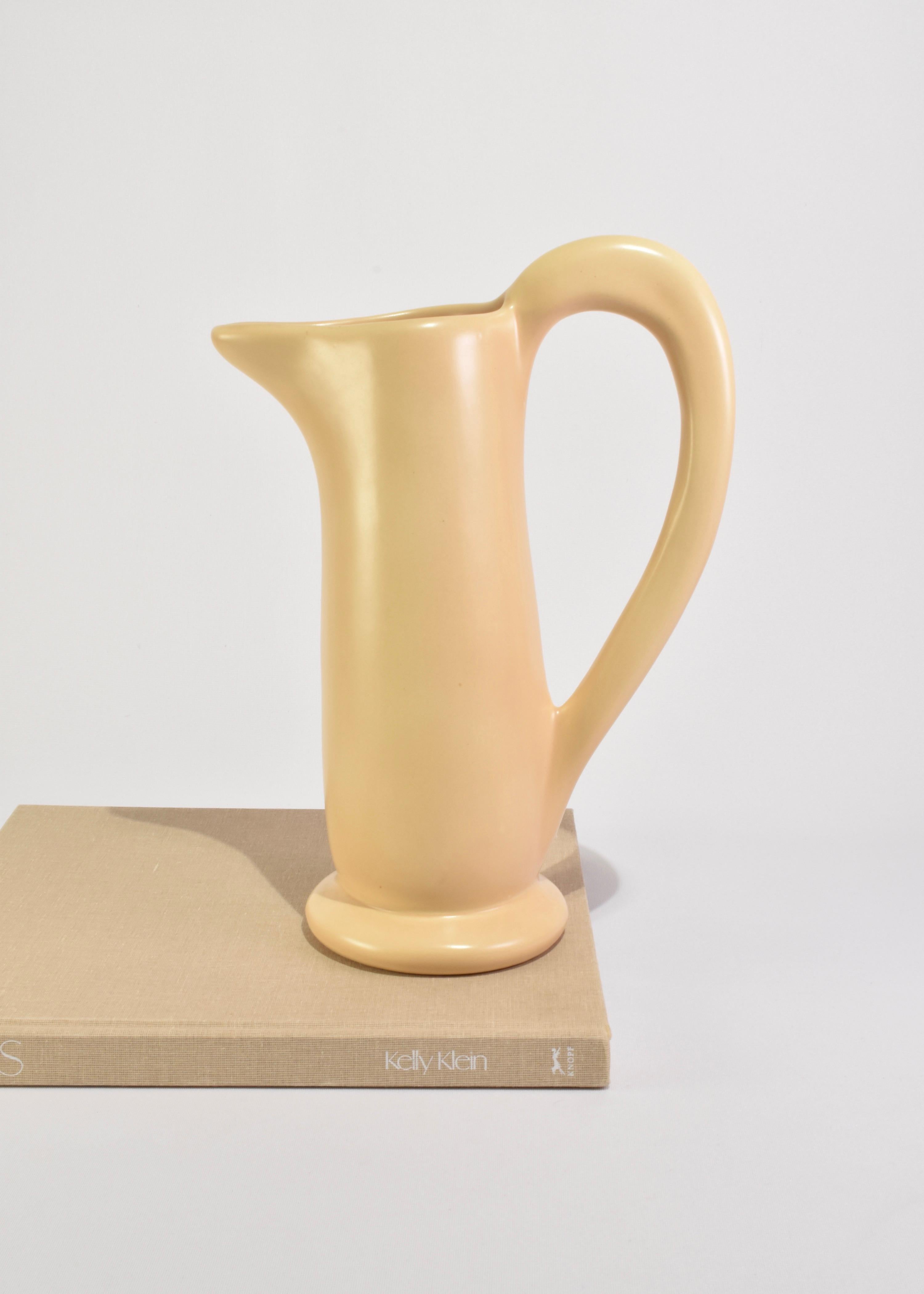 Pale Yellow Ceramic Pitcher In Good Condition For Sale In Richmond, VA