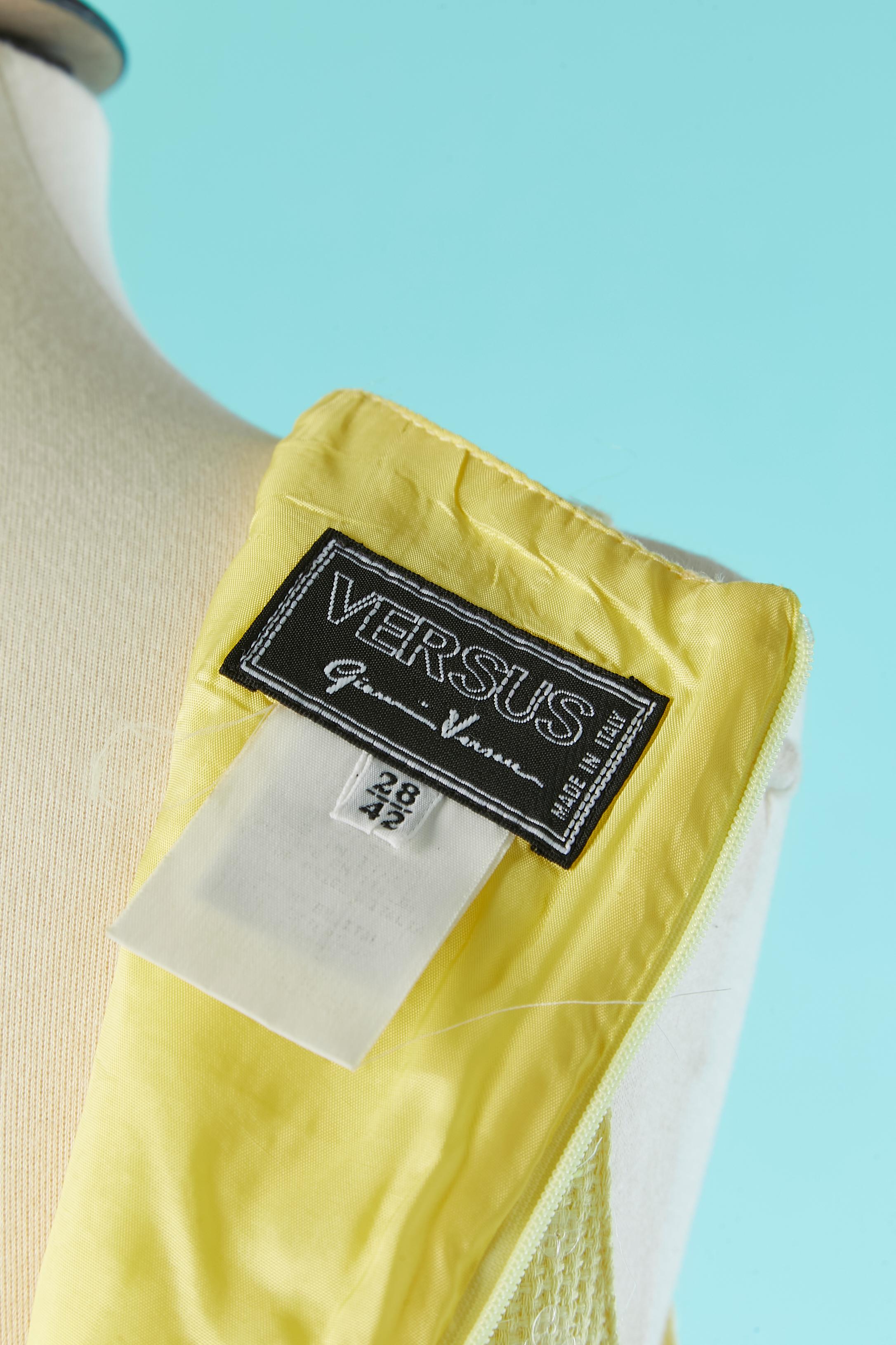 Pale yellow cocktail dress covered with transparent sequins Versus G .Versace For Sale 1