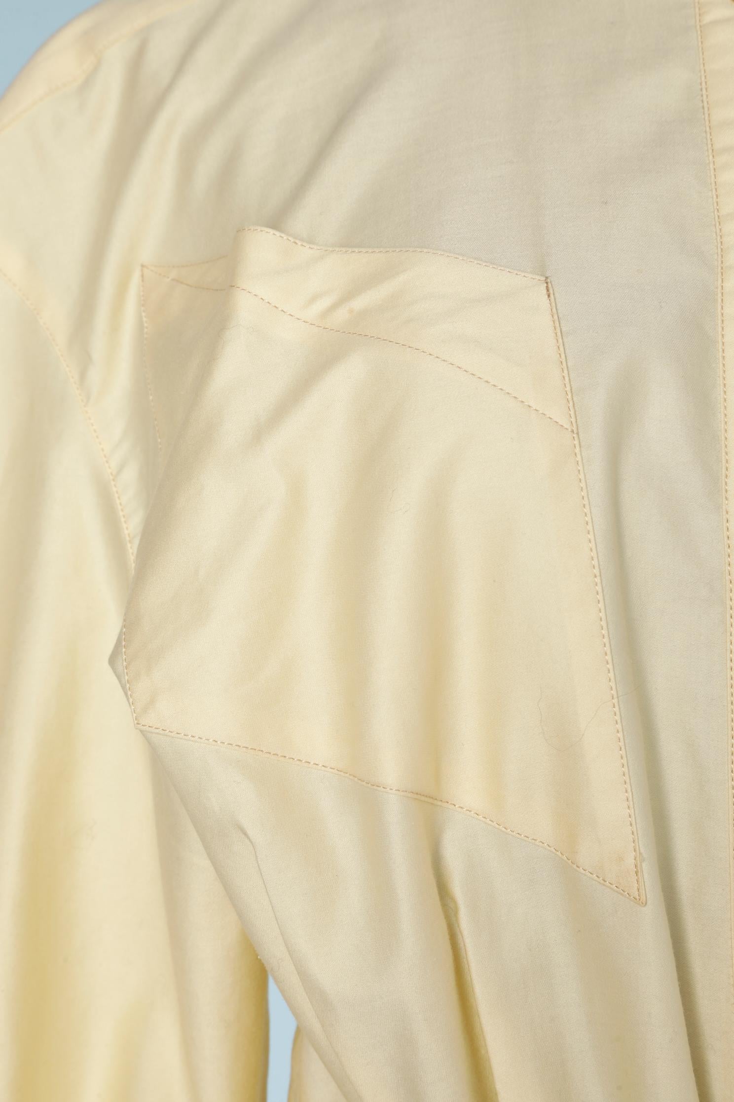 Robe en coton jaune pâle avec ceinture THIERRY MUGLER Bon état - En vente à Saint-Ouen-Sur-Seine, FR