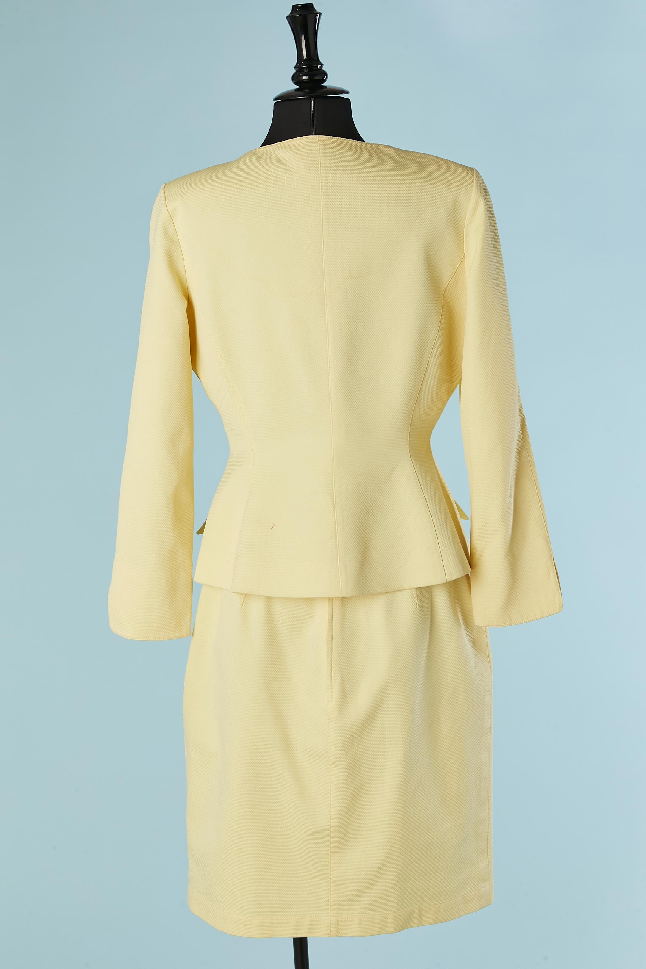 Combinaison jupe en piqué de coton jaune pâle avec découpes THIERRY MUGLER Pour femmes en vente